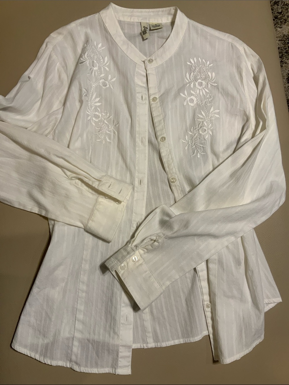 St. John's Bay White Embroidered Button-Down Shirt